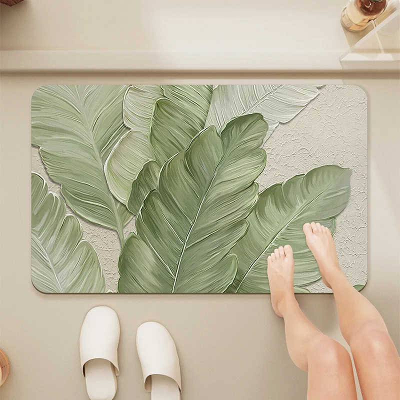 سجادة VIKAMA بسيطة بنمط أوراق الشجر الطازجة لغرفة النوم، غرفة المعيشة، ممسحة المطبخ، سجادة أرضية ناعمة ومريحة لديكور المنزل