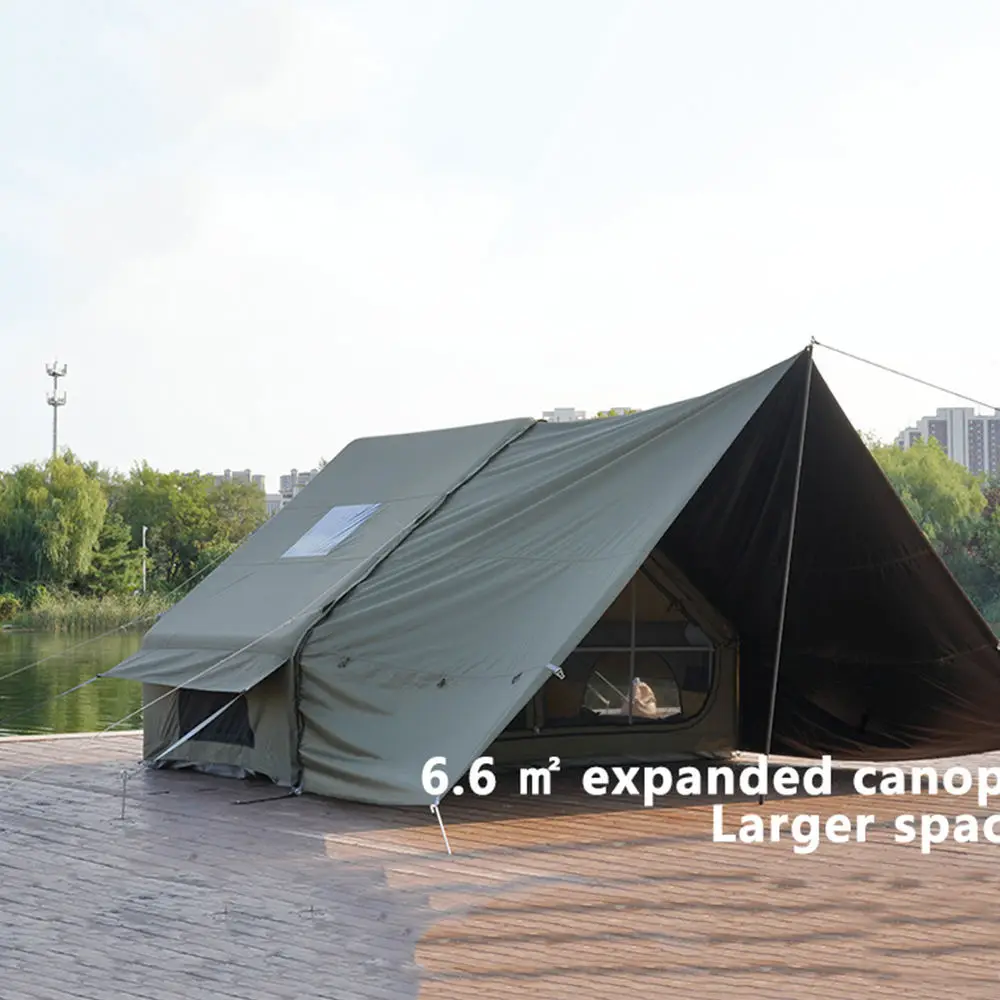 

6 + 6 Square Meters Green Four-season Waterproof Double-layer Winter Warm 210g TC Polyester Cotton Fabric Inflatable Te