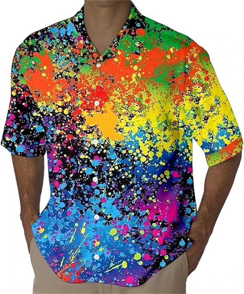 

Летняя свободная рубашка с 3D-принтом в стиле карнавала, красочное граффити, мужская рубашка с коротким рукавом, оверсайз, женская блузка в стиле Харадзюку