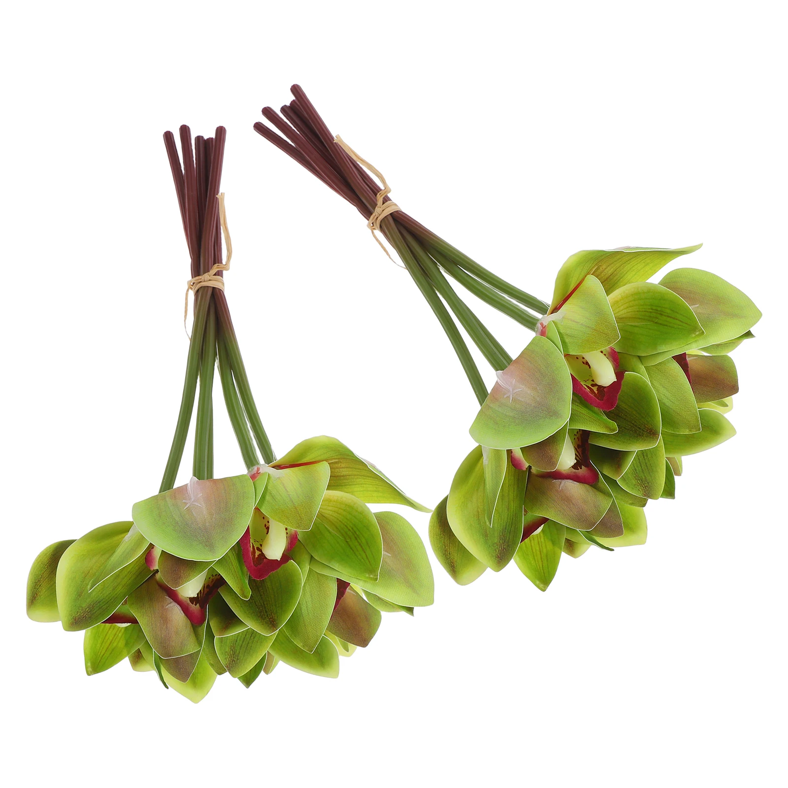

12pcs Artificial Orchid Flowers Realistic Green Faux Plants Bundle Indoor Outdoor Decor Wedding Home Centerpiece Decoration Fake