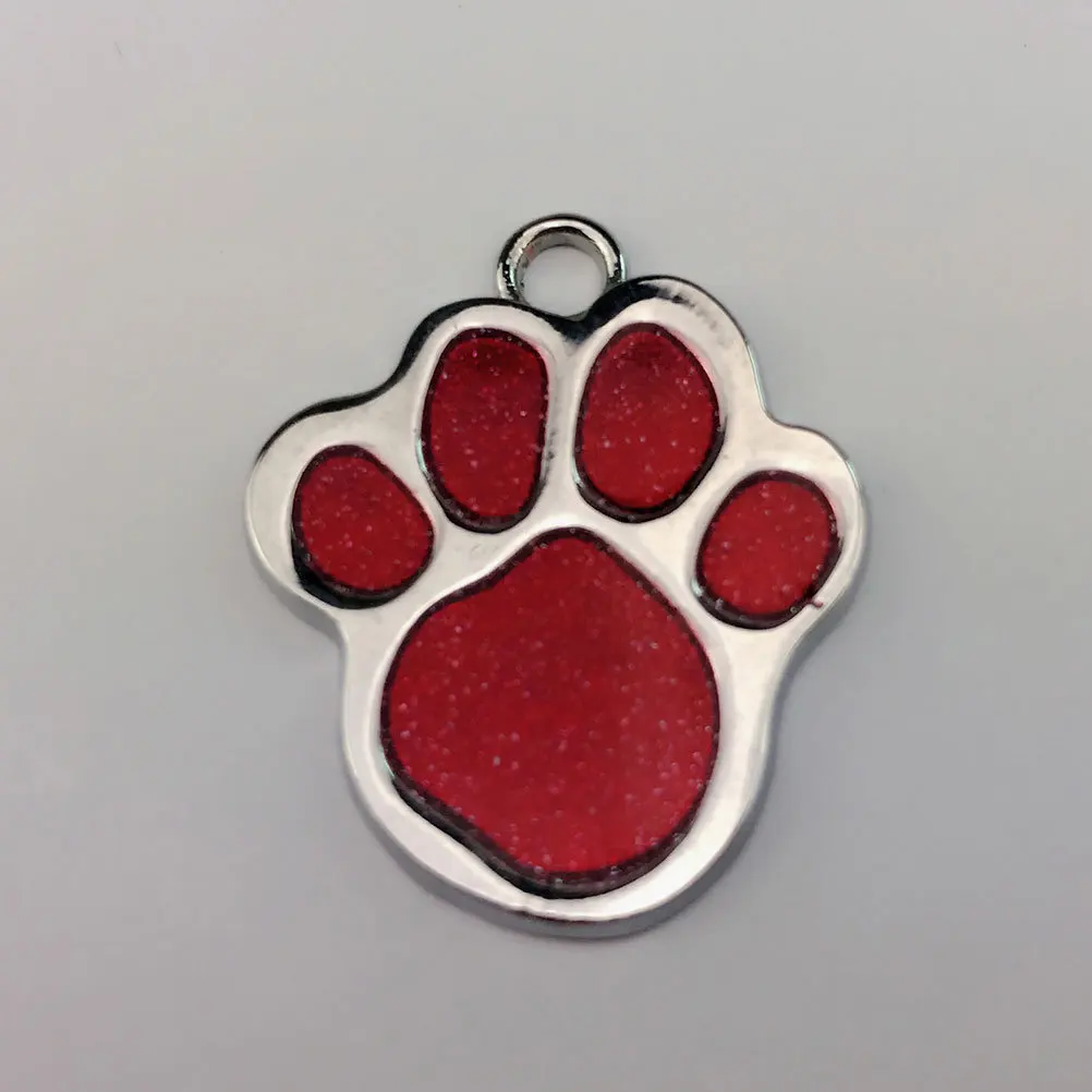

24Pcs Pet Id Tag Alloy Footprint Shape Dog Chain Hanging Durable Colorful Anti-Rust Puppy Traction Rope Accessories