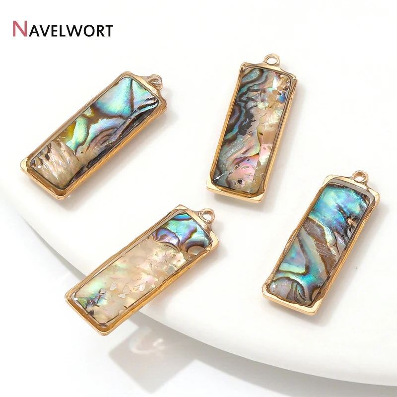18K Gold Plated Abalone Shell Rectangle Pendant For Making Jewelry, For DIY Bracelet Necklace Making Accessories - view 5