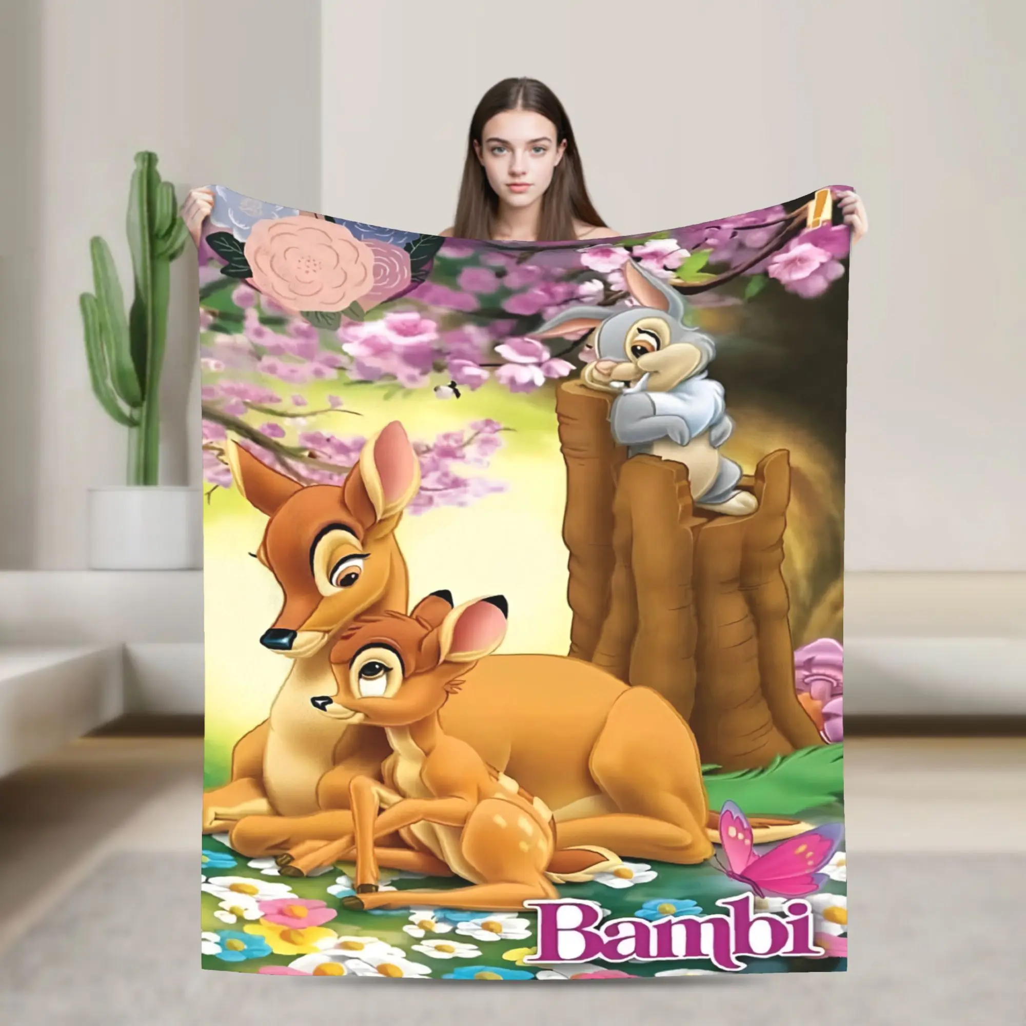 

Одеяло с милым оленем Бэмби, фланелевое новое теплое одеяло для дома, всесезонное