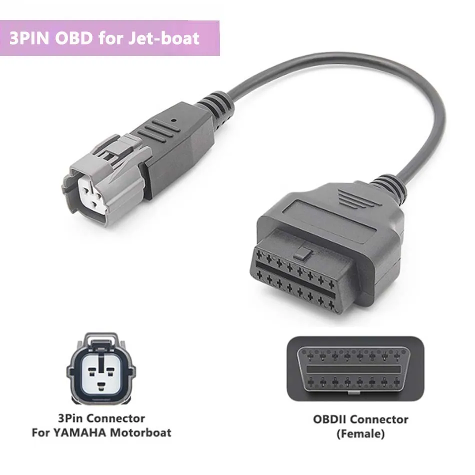 3PIN TO 16PIN OBD2 Cable for YAMAHA 3P Jet-boat Mercury Marine Diagnostics Adapter 3 Pin Connector for SUMITOMO Scanner Wire