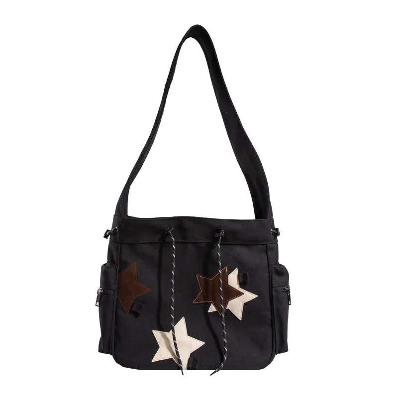 Borsa a tracolla semplice Streetwear ad alta capacità Vintage Star Y2k borse a tracolla Grunge estetiche tutte le borse da donna abbinate