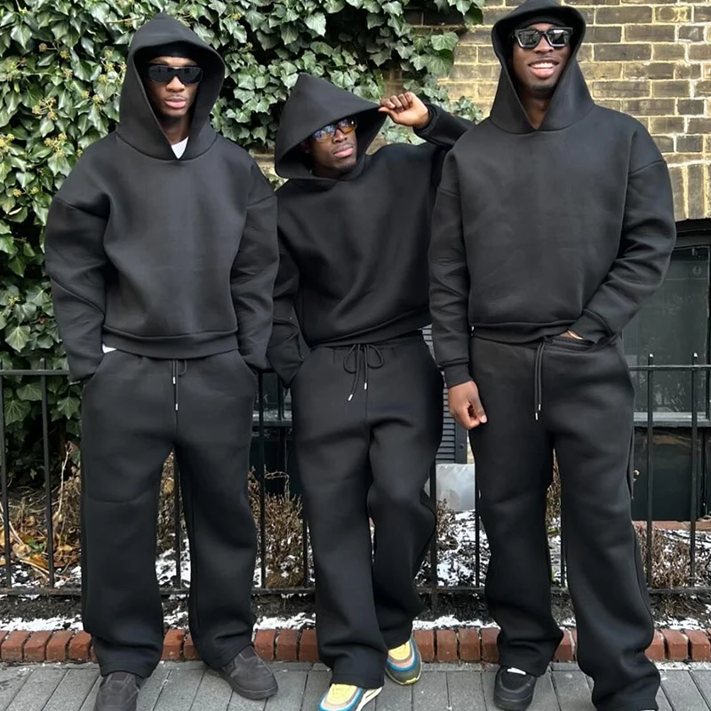 Fashion New Loose Hoodies Sweatshirt Wide Leg Sweatpants Men's
