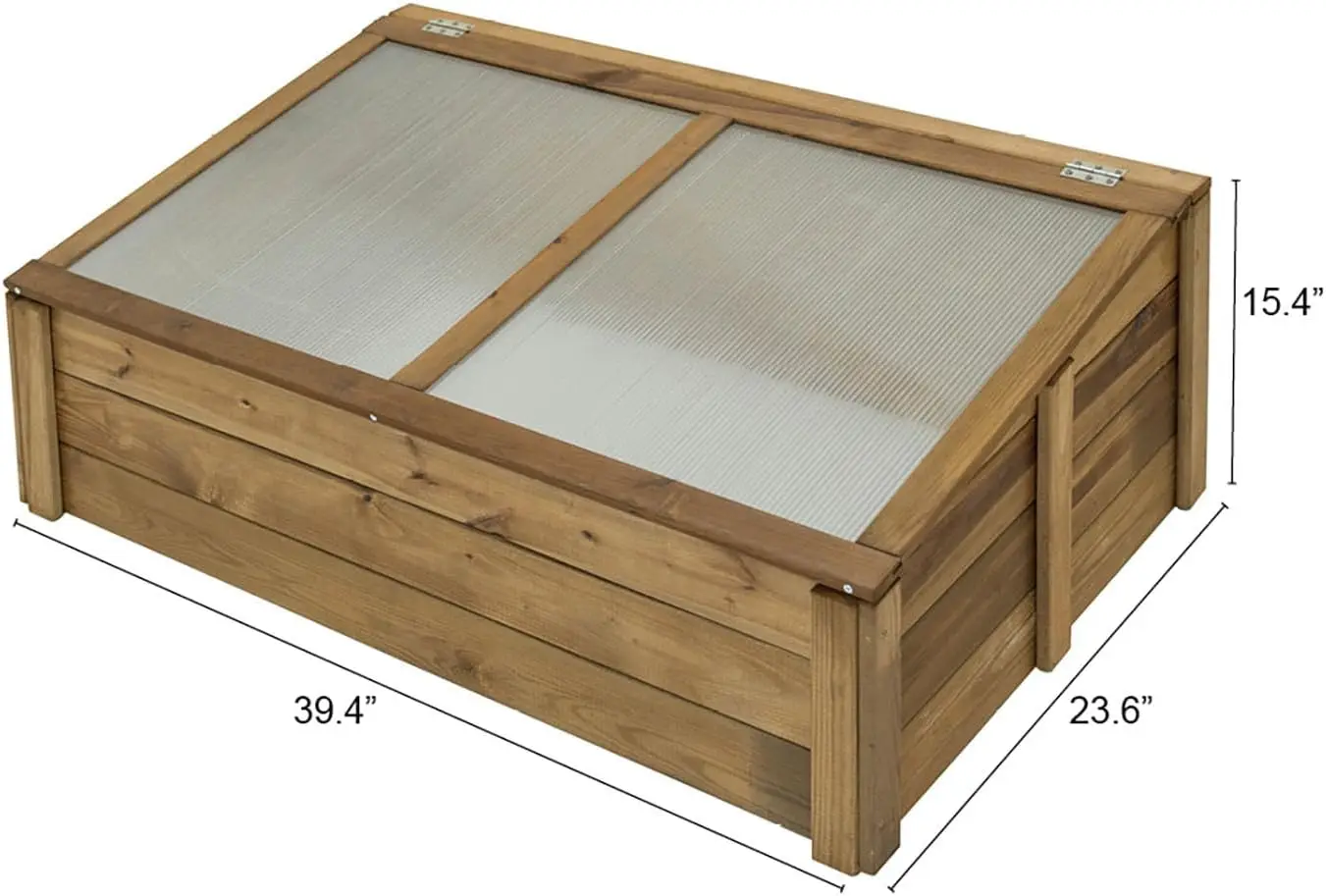 Wooden Cold Frame Greenhouse – Outdoor Mini Grow Box with Hinged Lid and Polycarbonate Cover – Treated Fir Wood for Seedlings &