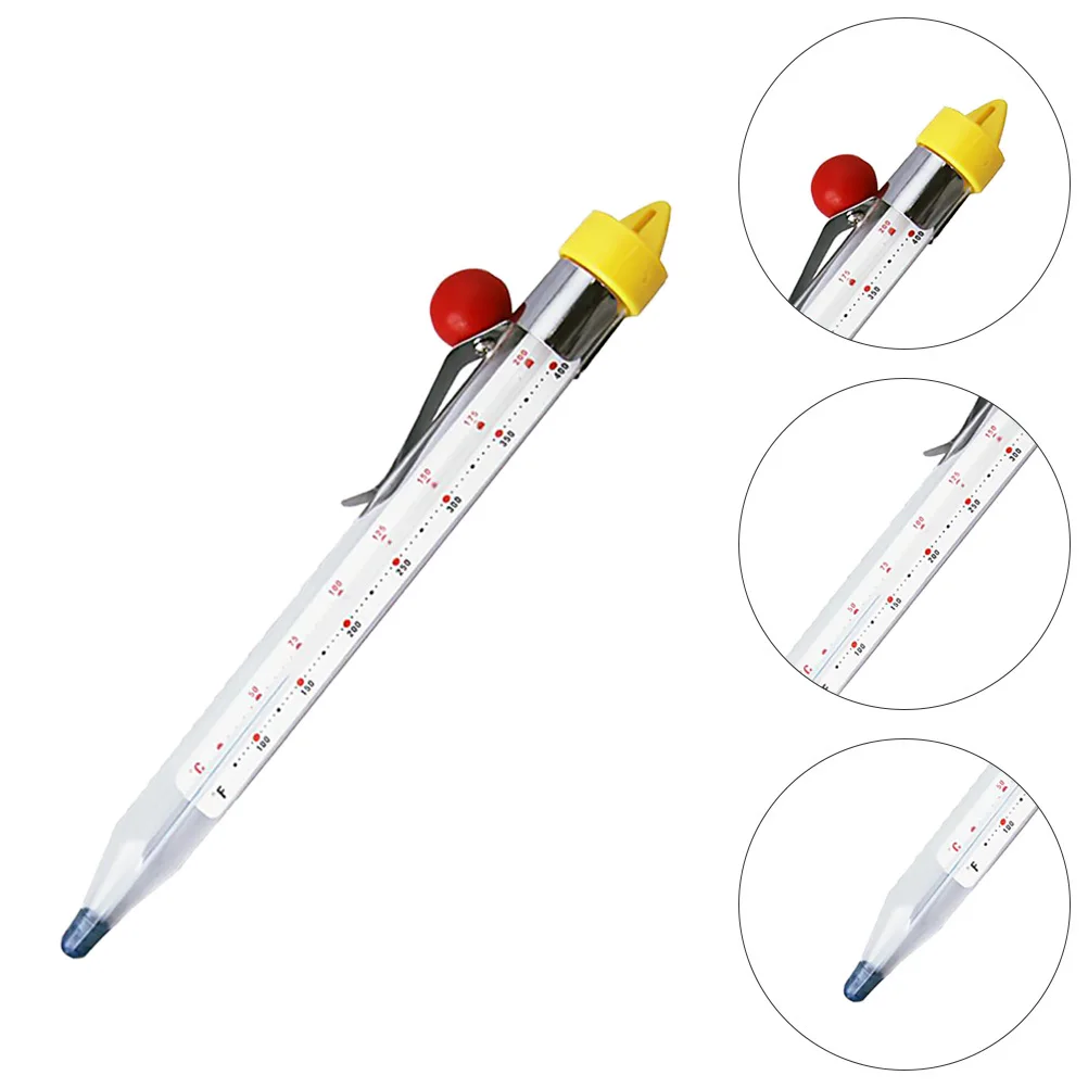 

1Pcs Candy Syrup Food Thermometer Clip on Kitchen Baking Cooking Thermometer Glass Tube High Temperature Resistant