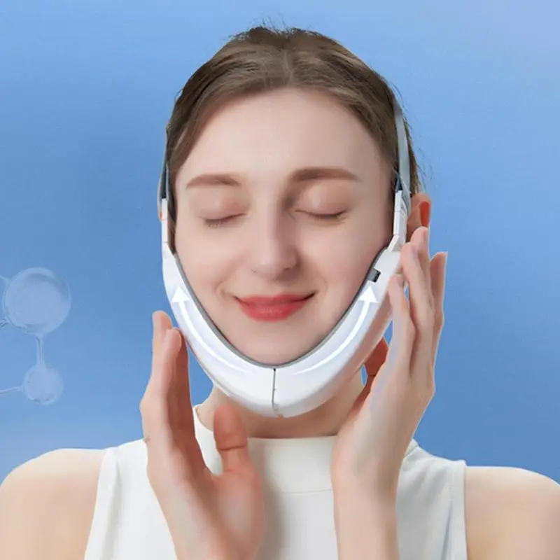 Dispositivo di sollevamento del viso Blue LED Face Slimming TENS Pulse Massager Remove Double Chin V-Face Shaped Cheek Lift Belt