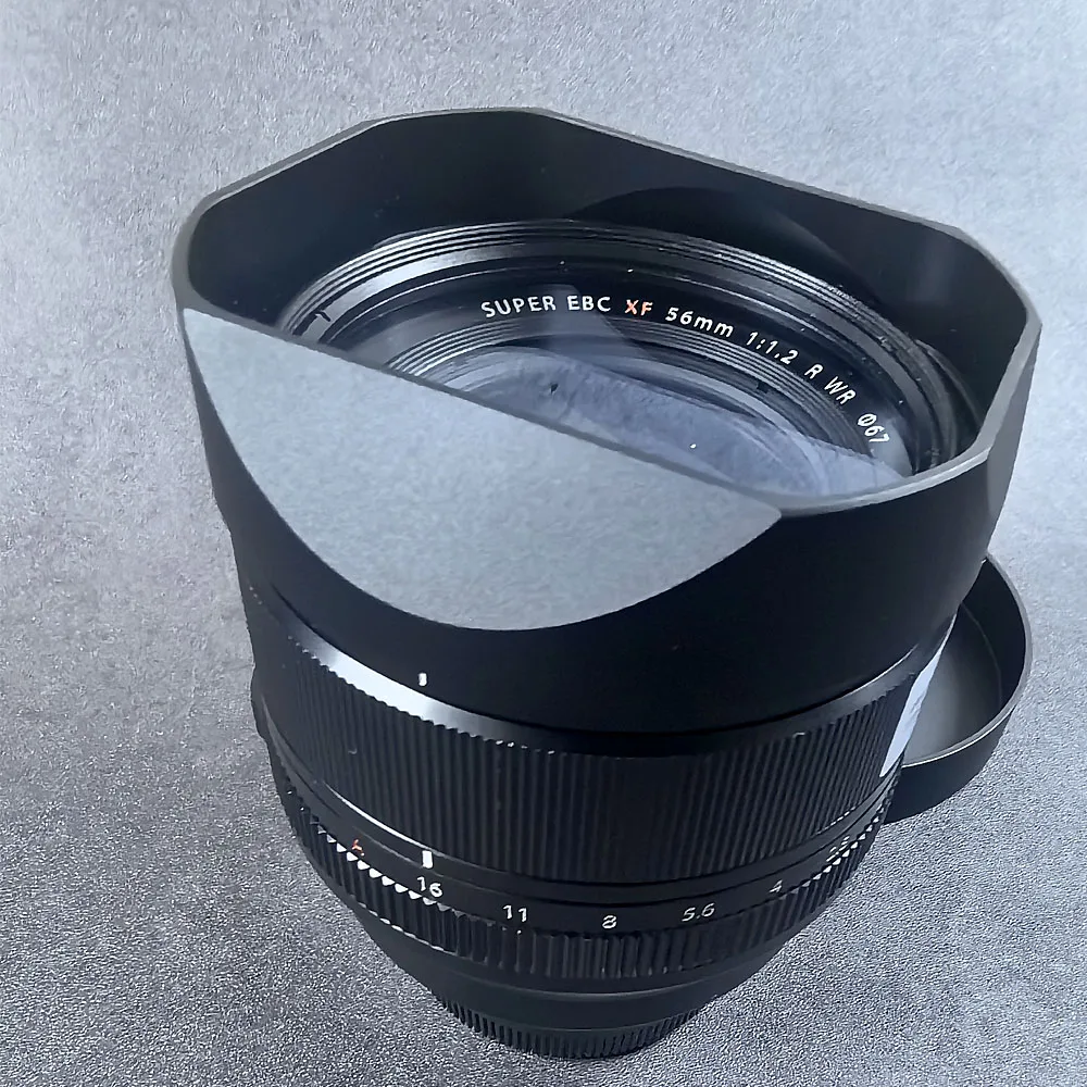 Design For Fujifilm Fujinon XF 56mm f1.2 R WR Super EBC Lens Metal Bayonet Square Lens Hood With Hood Cap