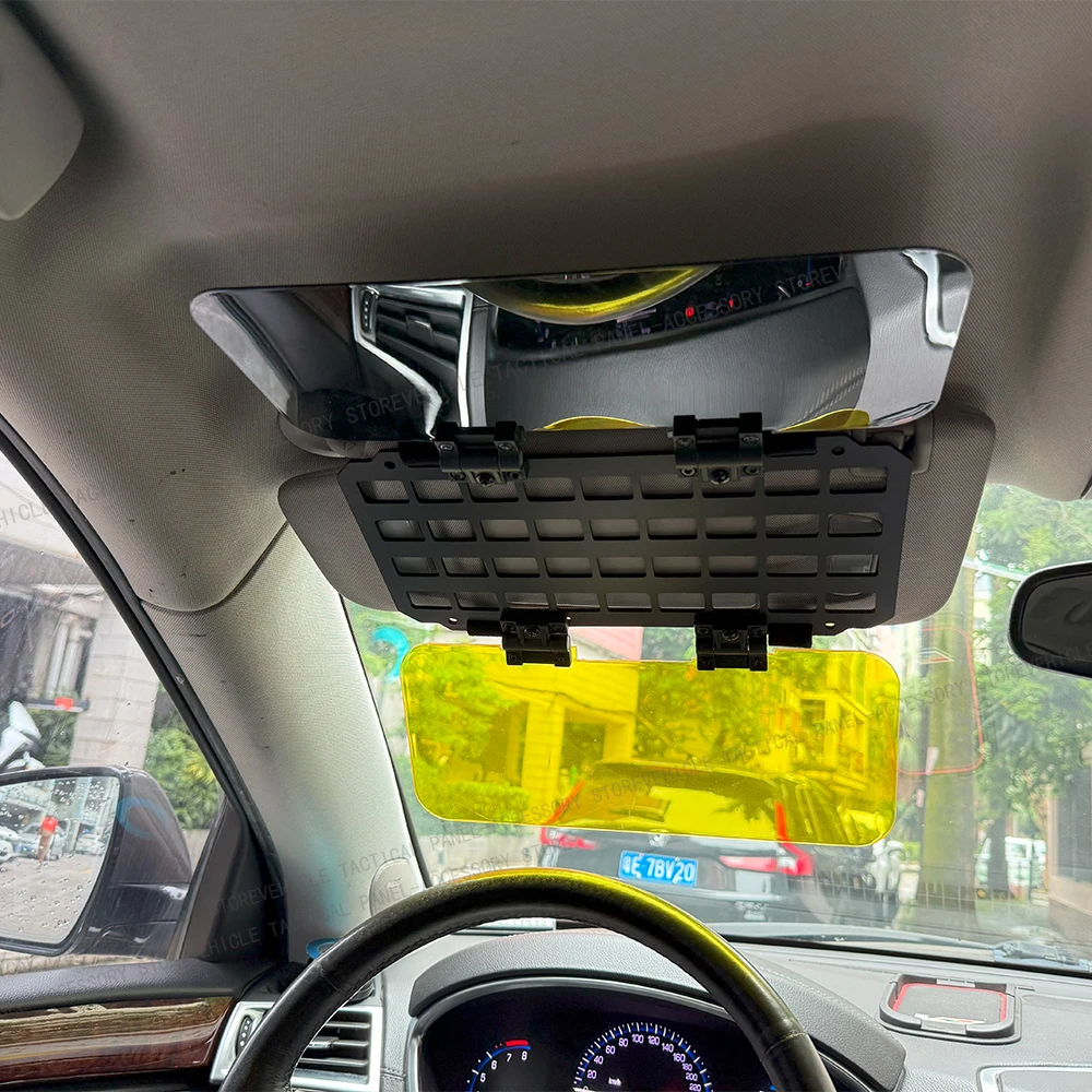 Car Sun Visor Molle Panel High-Strength ABS UV-Resistant Sunshade  Tactical Storage For Jeep Wrangler Ford F-150 Off-Road