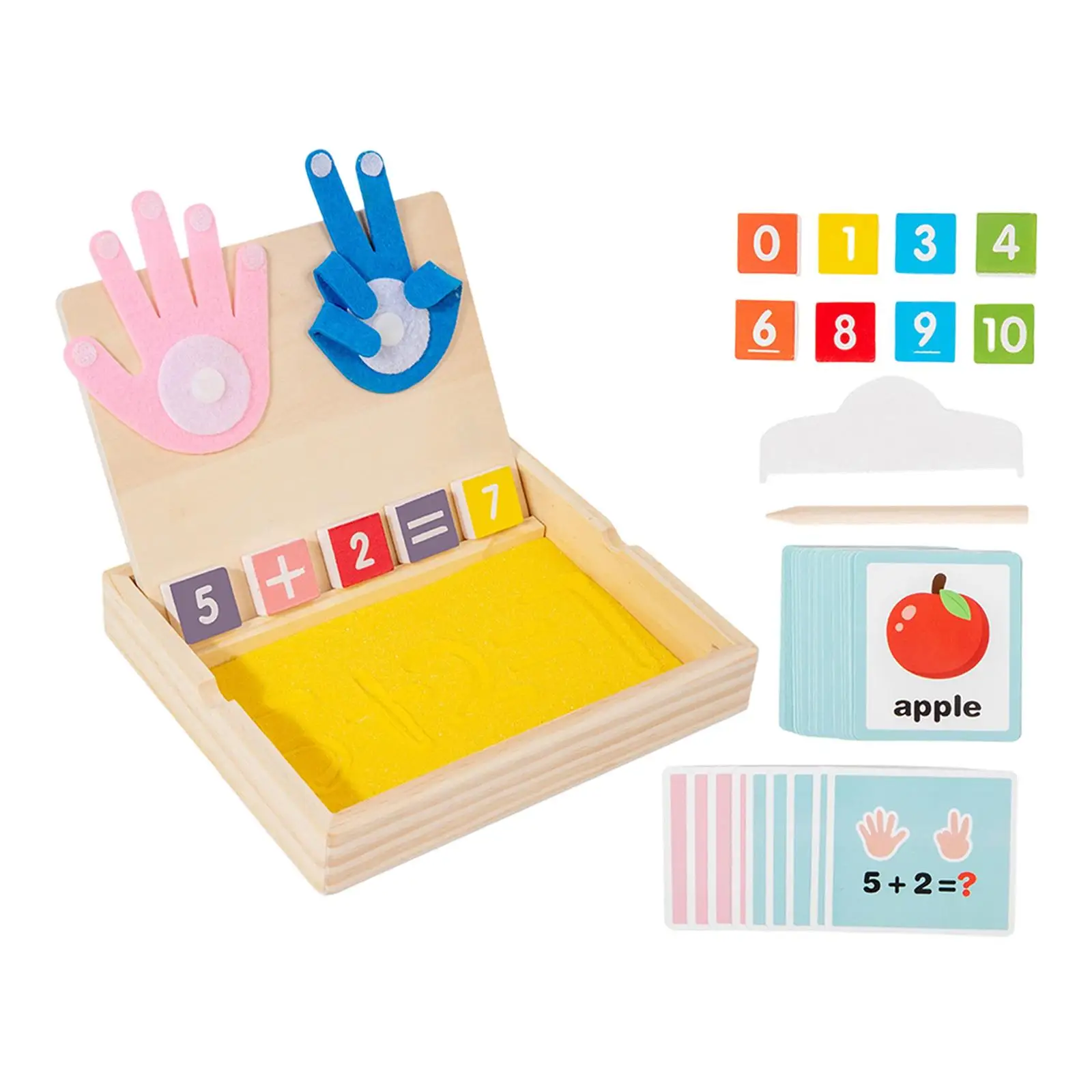 손가락 숫자 세기 장난감 교육용 수학 교구 모래 그림 색상 인식 손가락 수학 게임 3 4 5세용