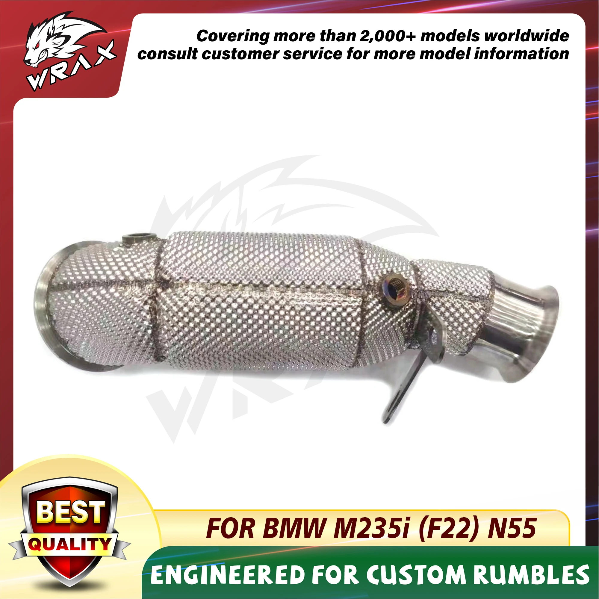 

[WRAX Exhaust Custom product] Turbo Catless Downpipe Exhaust for BMW M235i (F22) N55 With Heat Shield Racing Pipe