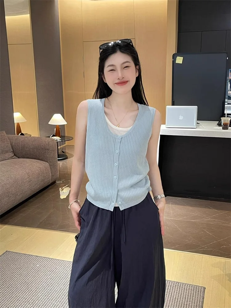 

Невобычный универсальный женский жилет ort Svel, летняя внутренняя одежда, верхняя одежда, дизайн синего сердца, повседневный удобный топ