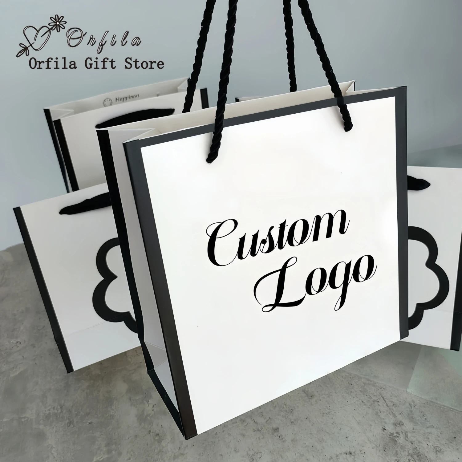 10 szt. Papierowych torebek na prezenty z własnym logo dla małych firm, personalizowane opakowania na biżuterię, upominki ślubne, torby na prezenty walentynkowe