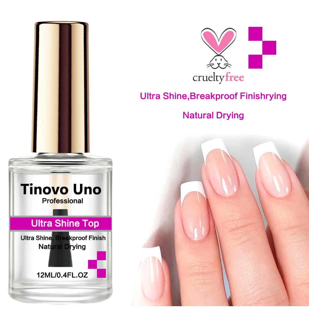 Tinovo Uno 12ML Diamomond Shine Top Coat Smalto per unghie ad asciugatura rapida Finitura Sigillante Manicure Nail Art Rinforzante Indurente Cura delle unghie