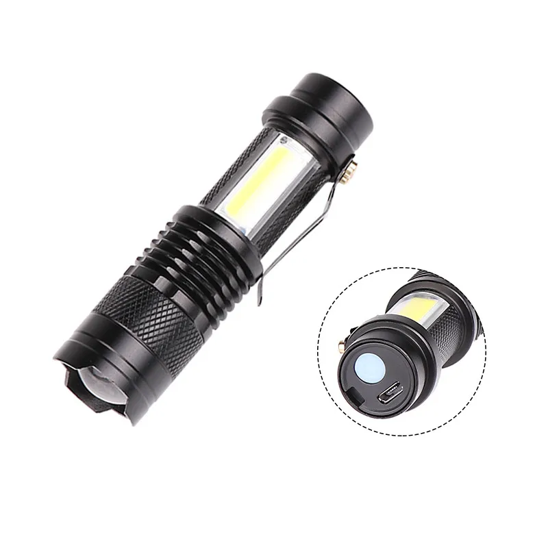 Tactical FlashlightNewest Design Q5 Built in Battery USB Charging Flashlight Zoomable Waterproof Tactical Torch Lamp LED Bulbs
