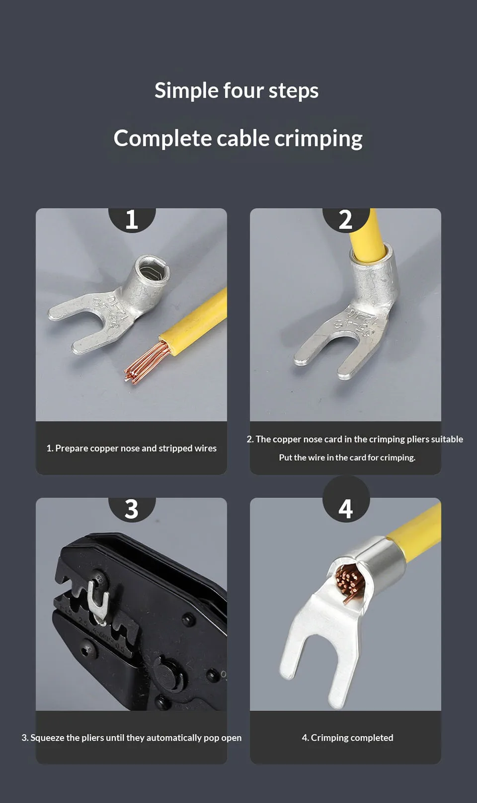 Rechtwinkliger 90-Grad-Klemmenblock, Kupfer, verzinnt, L-förmiger Crimp-Stecker, Kabelverbindung, Winkelverbinder für Elektrokabel – Detail 5