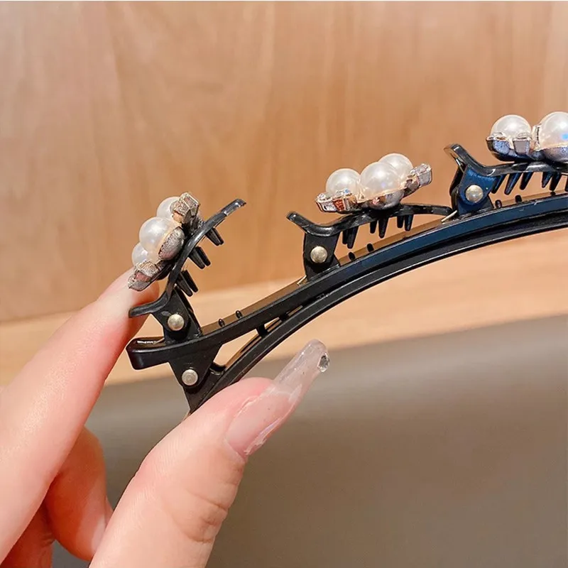 Butterfly Pearl Rhinestone Braided Hair Clips Fashion Hair Accessories Bangs Clips