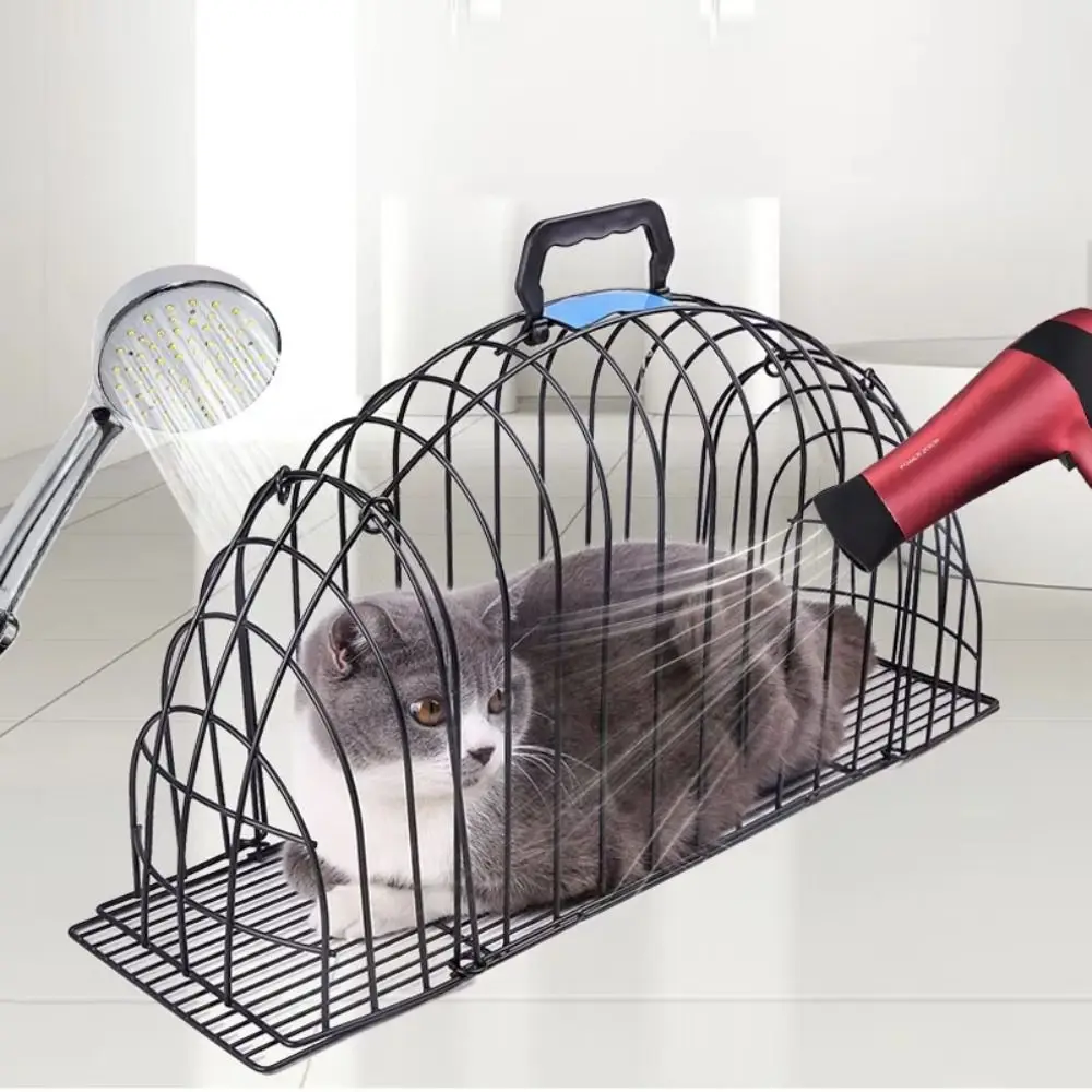 

Metal Simple Cat Bath Cage Fixed Anti Seizing Wash Cat Cage Lightweight Portable Cleaning Pet Cage Cat Shower Hair Drying