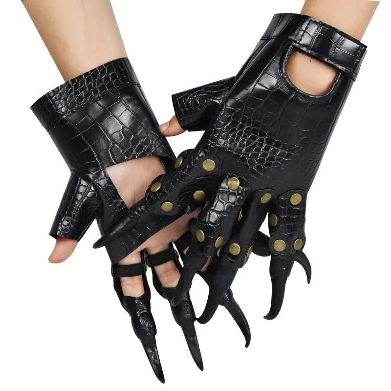 10.2inch Man Halloween Carnival Cosplay Prom Props Dragon Claw Gloves High Quality Leather Ghost Claw Stage Performance