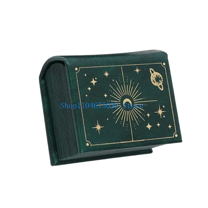 

5asd User Friendly PU Leather Ring Box Sophisticated Book Jewelry Case Organizers For Wedding Rings And Keepsakes