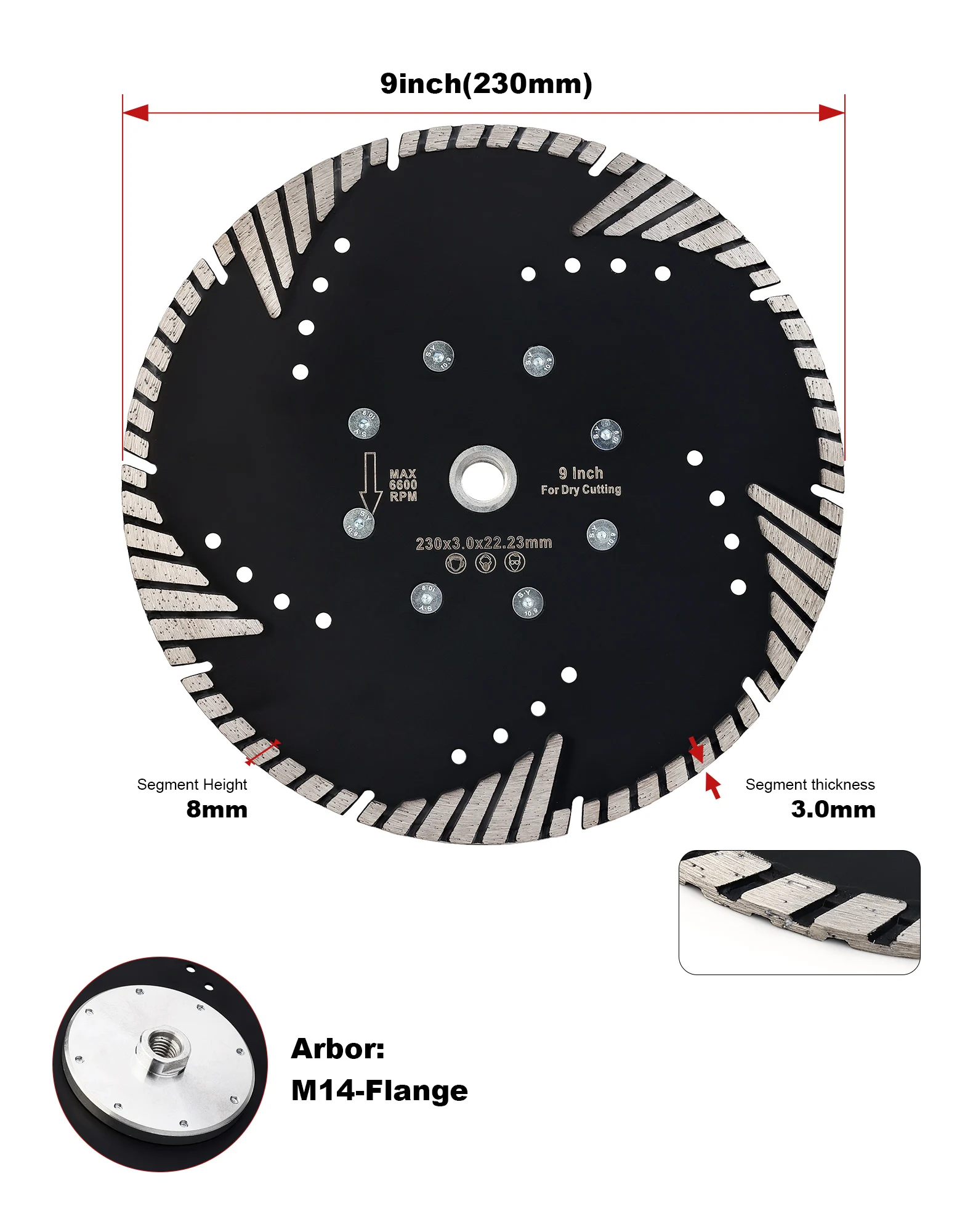 DC-FSTB9 9 pollice circolare di diamante di rettifica disco con M14 flangia e la lama di taglio 230mm per la pietra