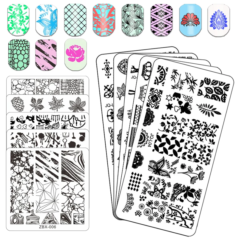 Lace Line Nail Stamping Plate fiori geometrici foglia ananas Fruit Stamp Template stampa Stencil Tools Heart Image Plates