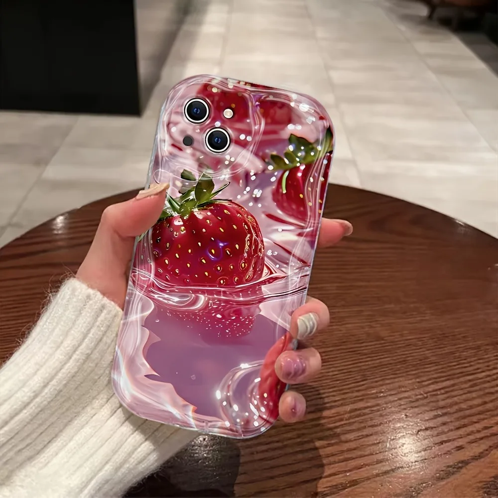 Kawaii Strawberry 3D Phone Case For Samsung Galaxy S25 S26 S23 S24 Plus Ultra A57 A56 A55 A37 A36 A15 A15 A17 A27 Soft TPU Cover