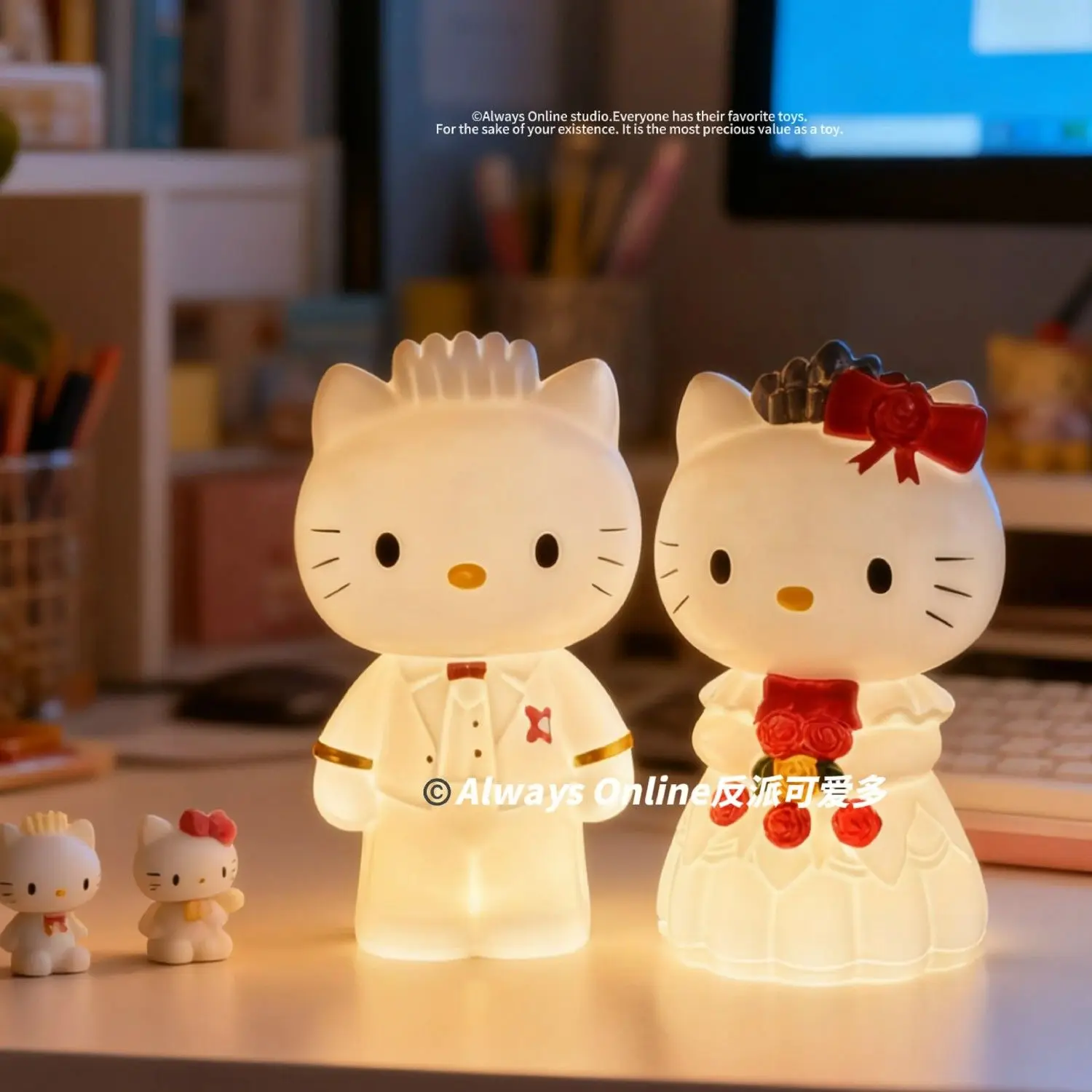 

Пары Hello Kitty, свадебный светильник, голосовой датчик, ночник, подарочная композиция, декоративные украшения, модель Aniem, игрушки