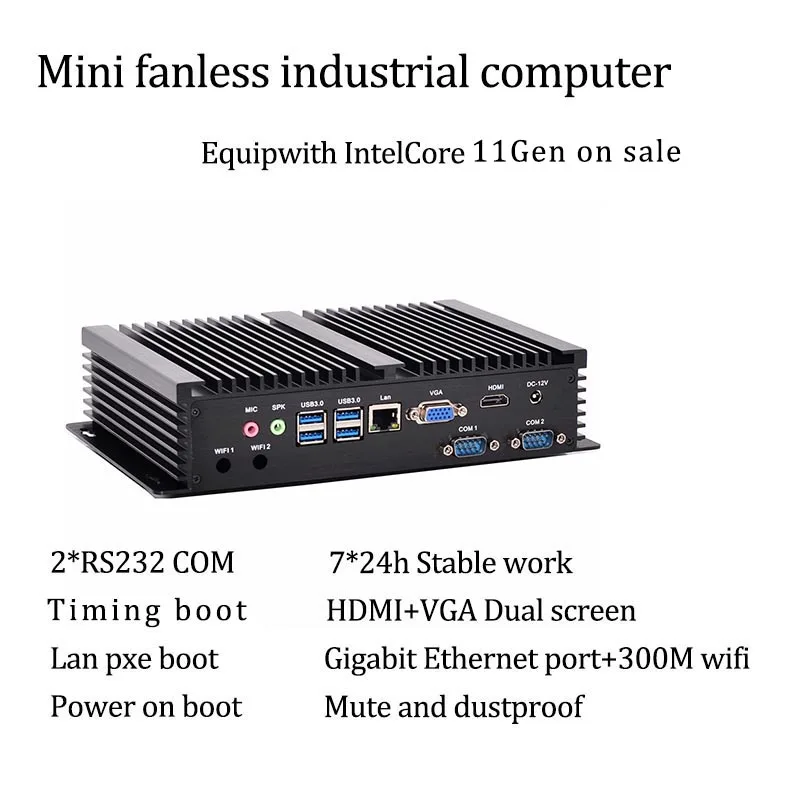 Mini PC industriel de bureau, Intel i5-1135G7/i7-1165G7 rs-232, wi-fi, USB, 11Gen, Fanless, ordinateur de bureau, Dual COM