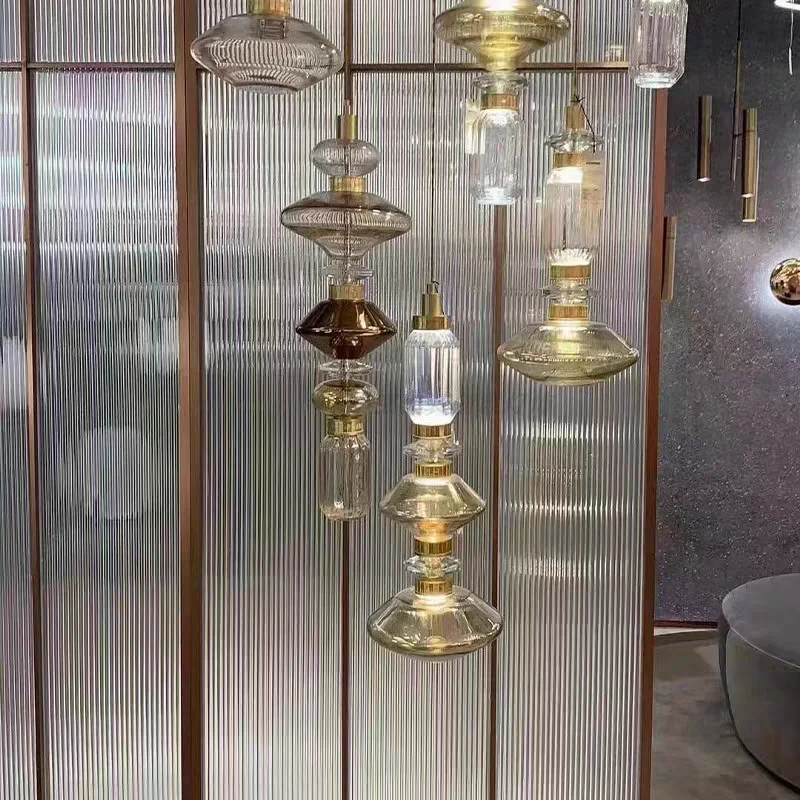 Italienische Kristallglas-Pendelleuchte, luxuriös, modern, kreativ, Restaurant, Kunst, Ausstellungshalle, Café, Dekoration, Atmosphäre, Lampe