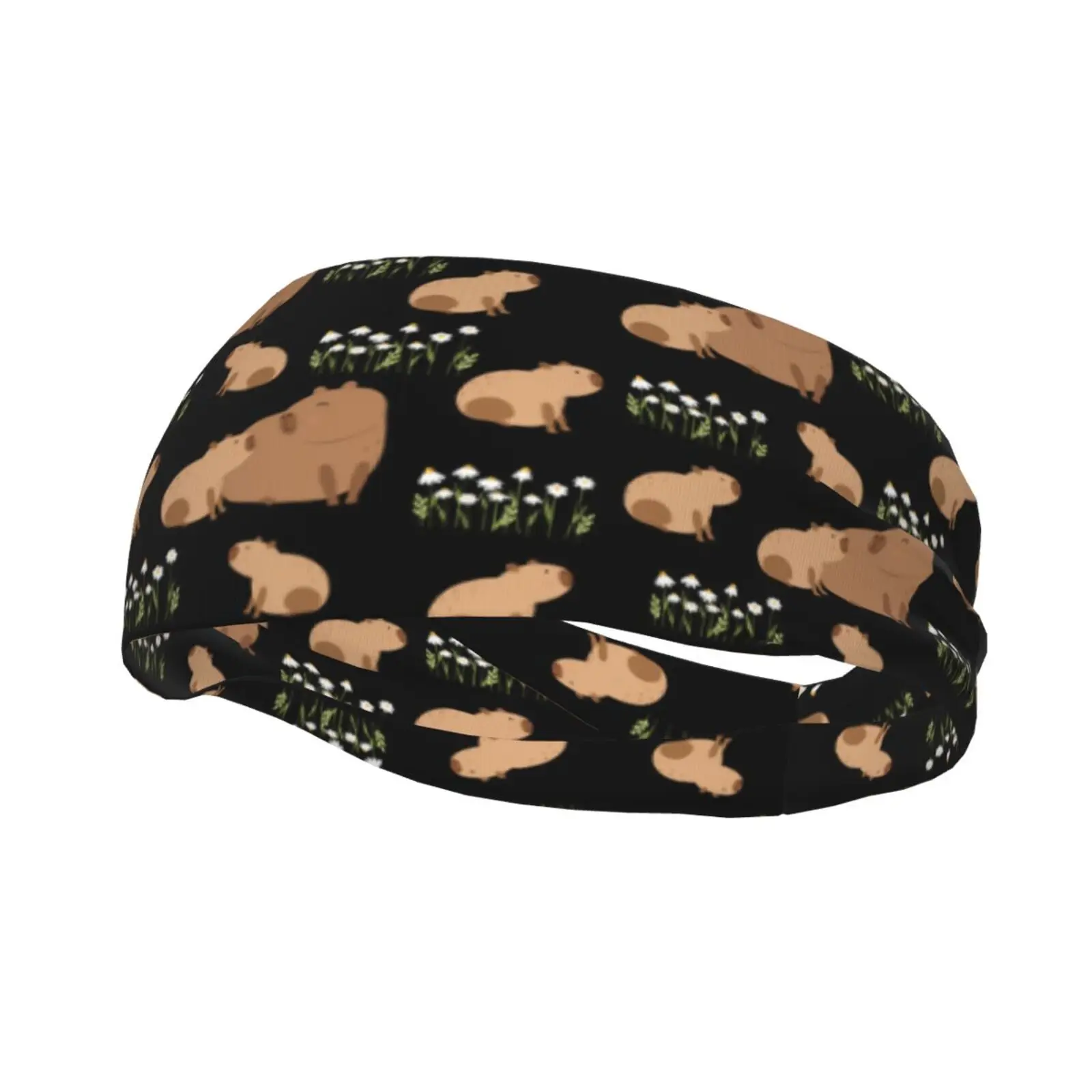 Capybara Pattern Elastic Hair Band Yoga Headband Makeup Hair Hoop Headwrap