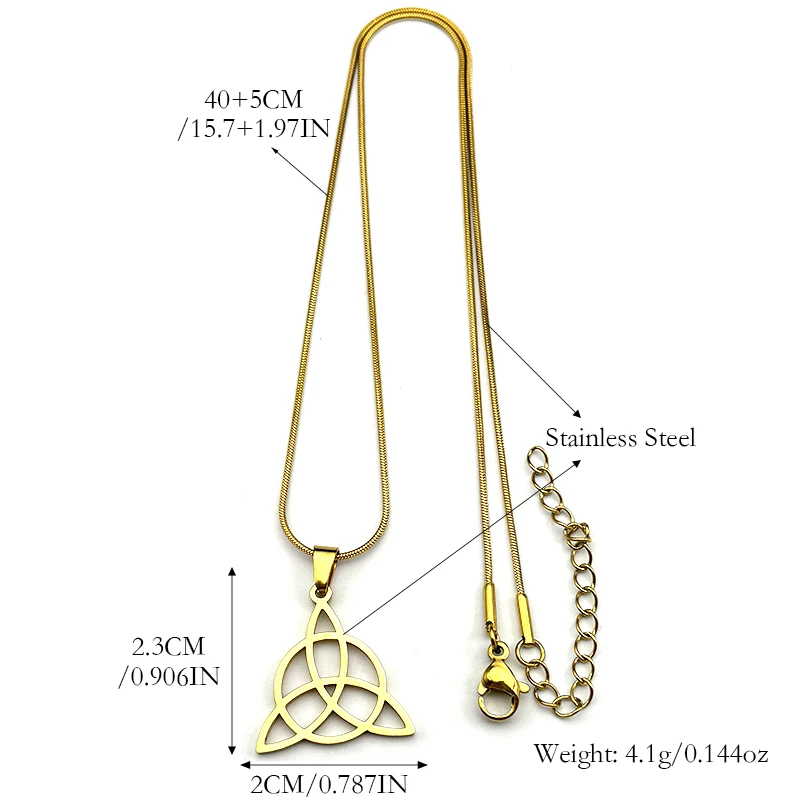 Celtic Sisters Knot Love Chain For Women Men Stainless Steel Gold Color Friendship Triangle Spiral Necklaces Jewelry Gifts - Image 6