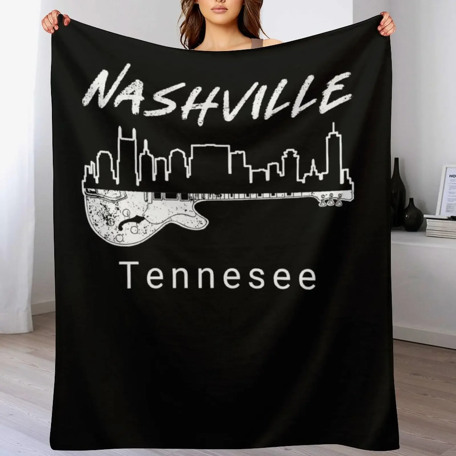 

Souvenir Nashville Tn Guitar Country Music Nashville Throw Blanket Multi Purpose Soft Warm Blanket for Home Travel