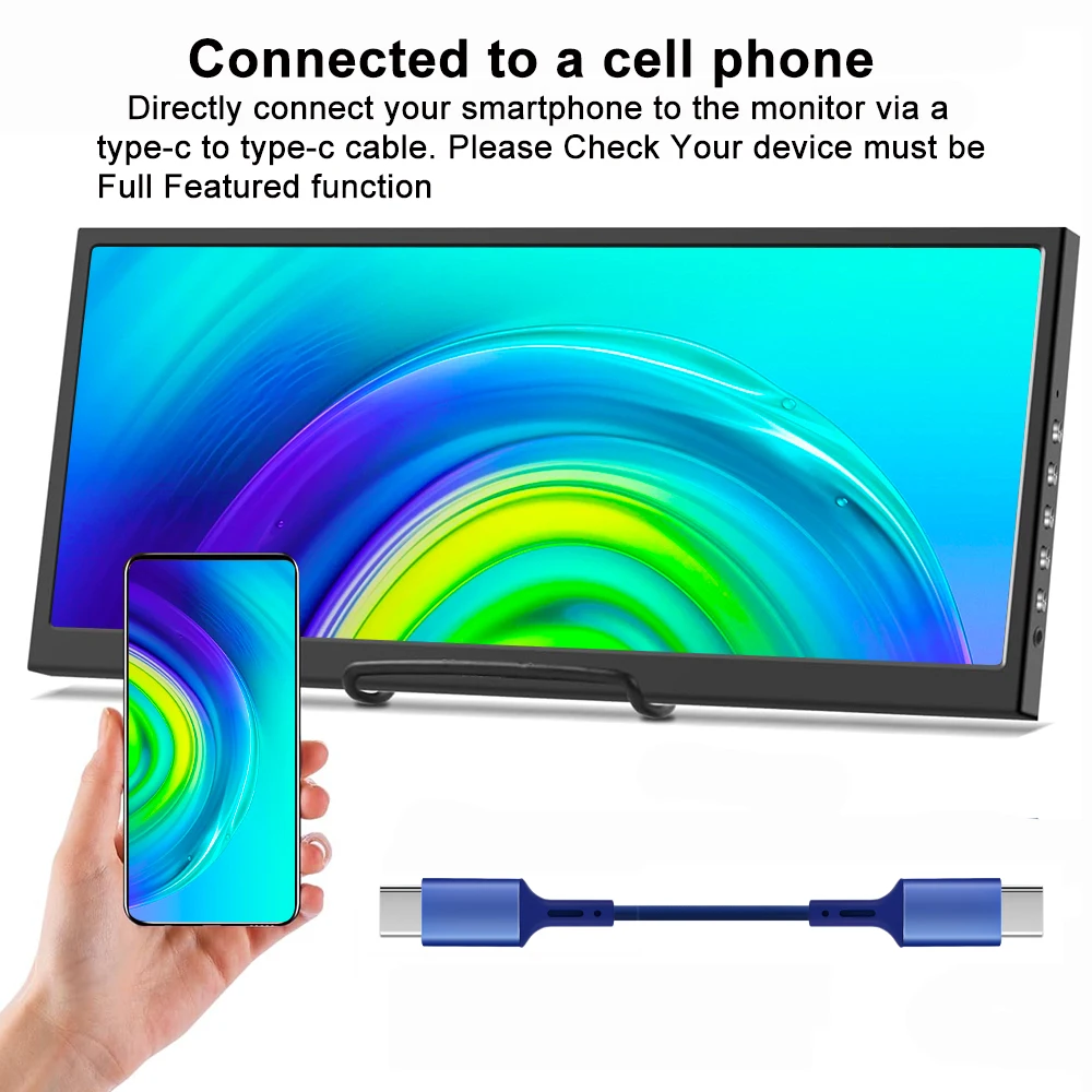 12.3‘’ Touch Portable monitor LCD Display IPS 1920x720 Extended Monitor for Raspberry Pi 5 4 3 Laptop PC GPU CPU Monitoring