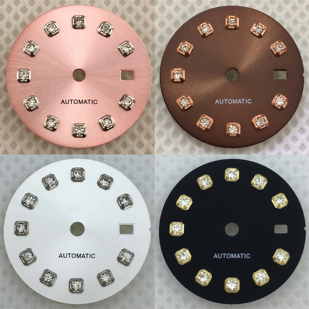 NH05 Lady Watch Dial Diamond Index Pink Black Green Brown and Gray Dial Are Suitable for the NH05A NH06 Automatic Movement