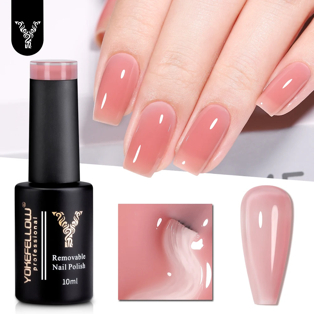 Yokesfellow-esmalte de uñas en Gel, 10ML, YZ09, rosa, transparente, Nude, rosa, para Nail Art, luz UV translúcida