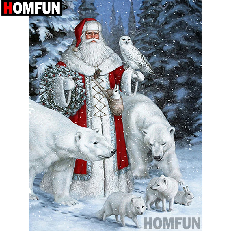 

Алмазная картина HOMFUN 5D "Дед Мороз", квадратная/круглая, 3D вышивка крестиком, подарок, домашний декор, A02204