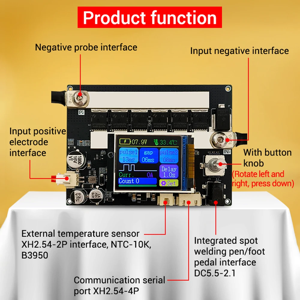 ZK-XW2 Dual-Pulse Spot Welder  DC 3.6–15V 3000A 1.8-inch LCD Colour Screen Digital Display Smart Spot Welder DIY Kit