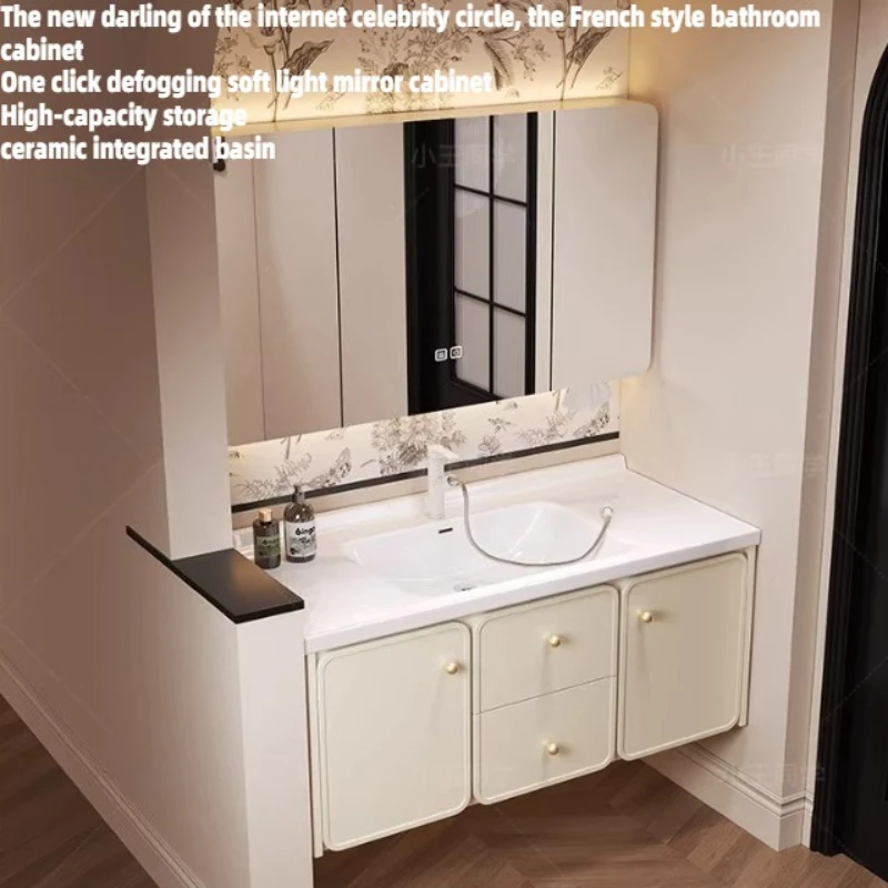 

Тумба для ванной в французском стиле с керамической интегрированной раковиной, шкаф для хранения, декоративный умывальник, аксессуары для ванной комнаты