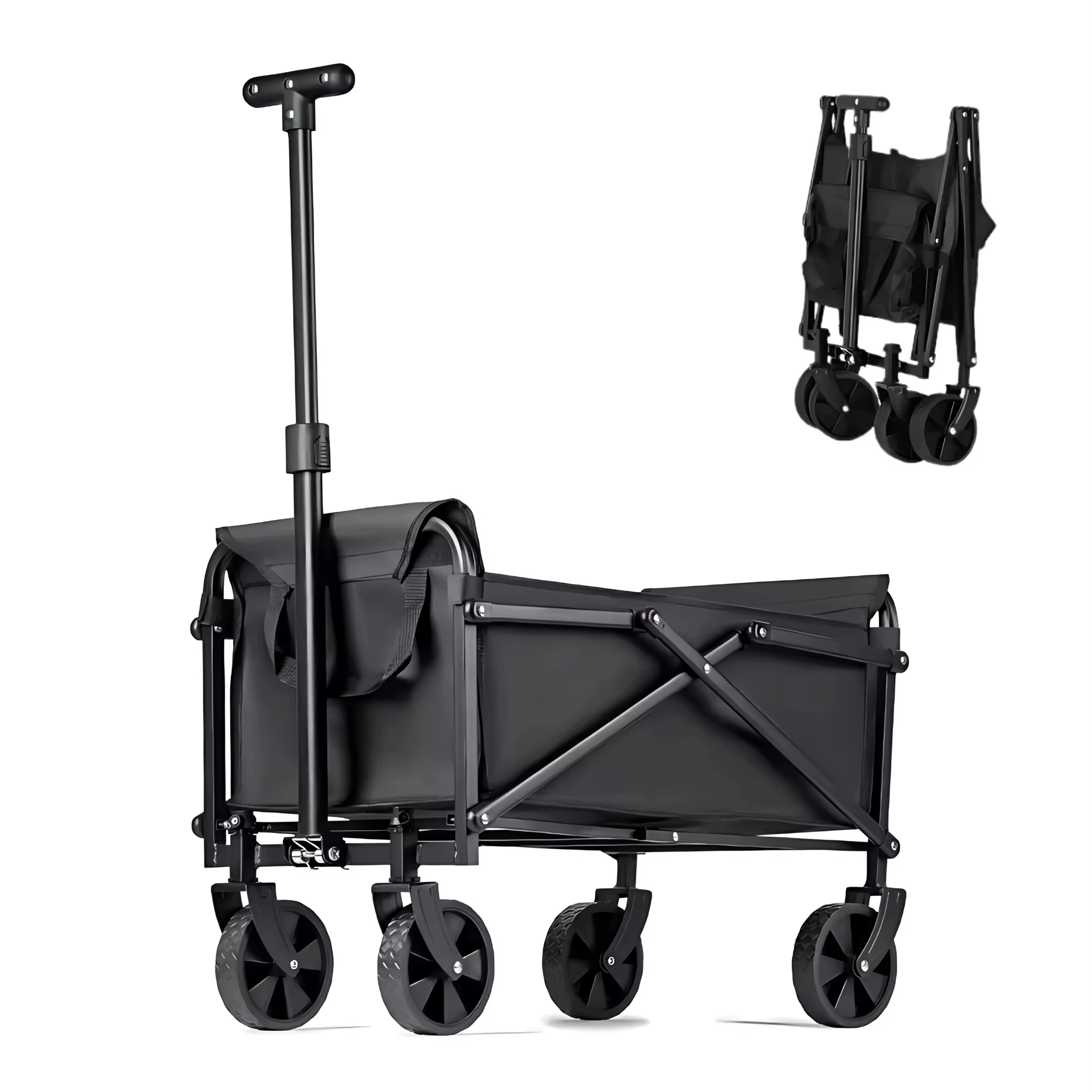 

220 LB Capacity Folding Wagon Heavy-Duty Flat-Free Wheels Flat-Free Wheels Customizable OEM Utility Wagon for Shopping Storage