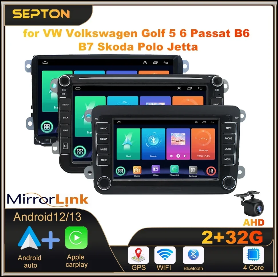 

SEPTON Android12 7"/8"/9" Universal Car Radio Smart Car Systems for VW Volkswagen Golf 5 6 Passat B6 B7 Skoda Polo Jetta Carplay