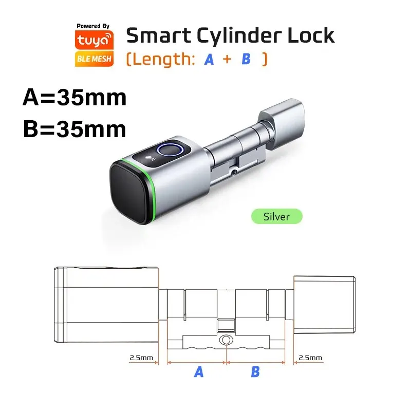 To Smart Cylinder Lock With Tuya Bluetooth Fingerprint 13.56mhz IC Card Include CR123A Battery Easy Installation Replace S1