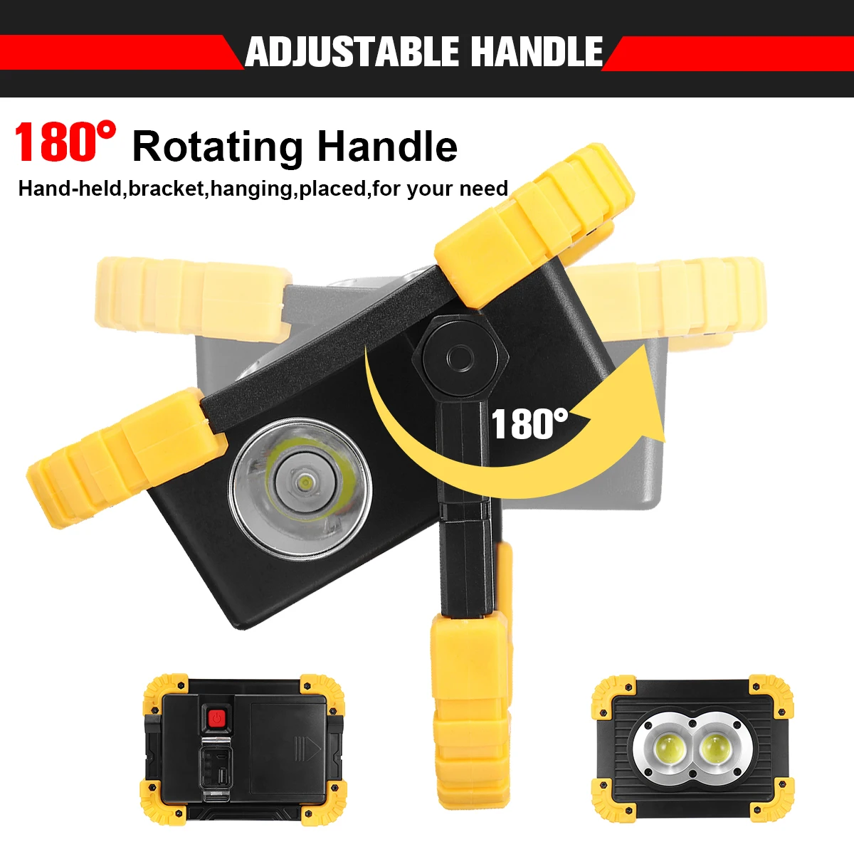 

20W Rechargeable Cob Work Light Super Bright LED Lamp for Outdoor Activities Camping Barbecue Car Repair Adjustable Brightness