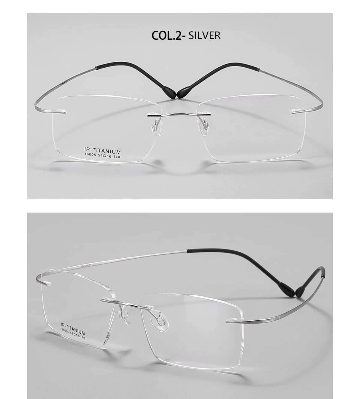 Quadratische randlose Business-Brille ultraleichte Brillen aus reinem Titan Mode Retro optische Rezept rahmen Mann Frau 1006 – Detail 10