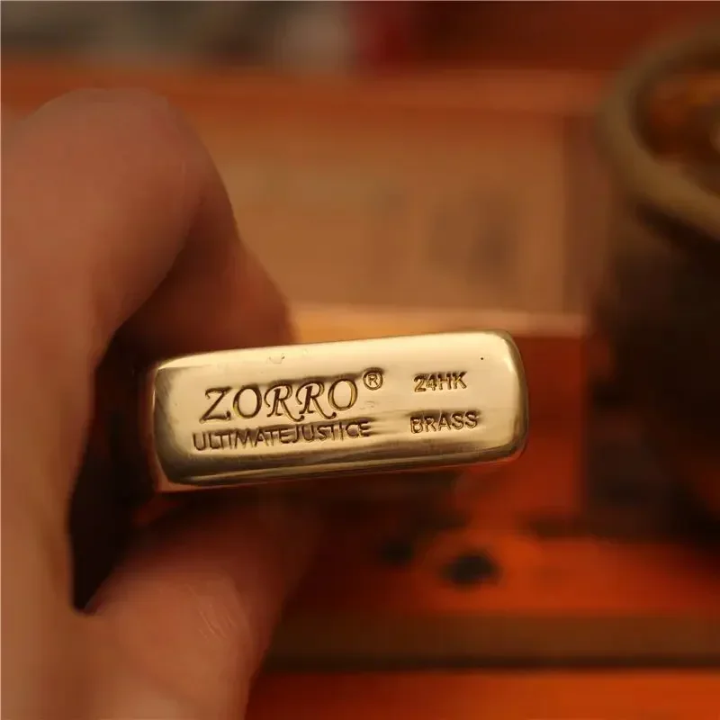2027 Zorro Retro Vintage Windproof Kerosine Lighter Laser Engraved Brass Creative Relief Cigarette Accessories Men's Gift