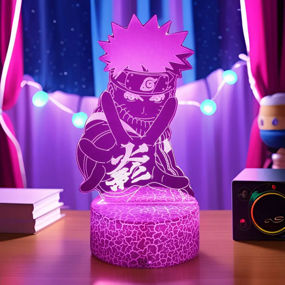 Naruto Anime Figure lampada 3D lllusione ottica Naruto Figurine luci notturne a Led cambia colore Action Figure Model Doll Toys Gift