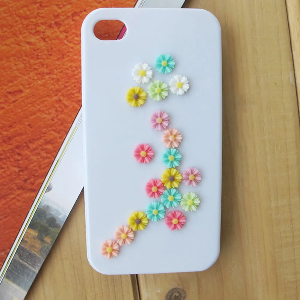 200Pcs 13Mm Resin Daisy Flower Cabochons Flatback Mixed Colors Ideal for DIY Phone Decor Stationery Box Art Craft Projects and
