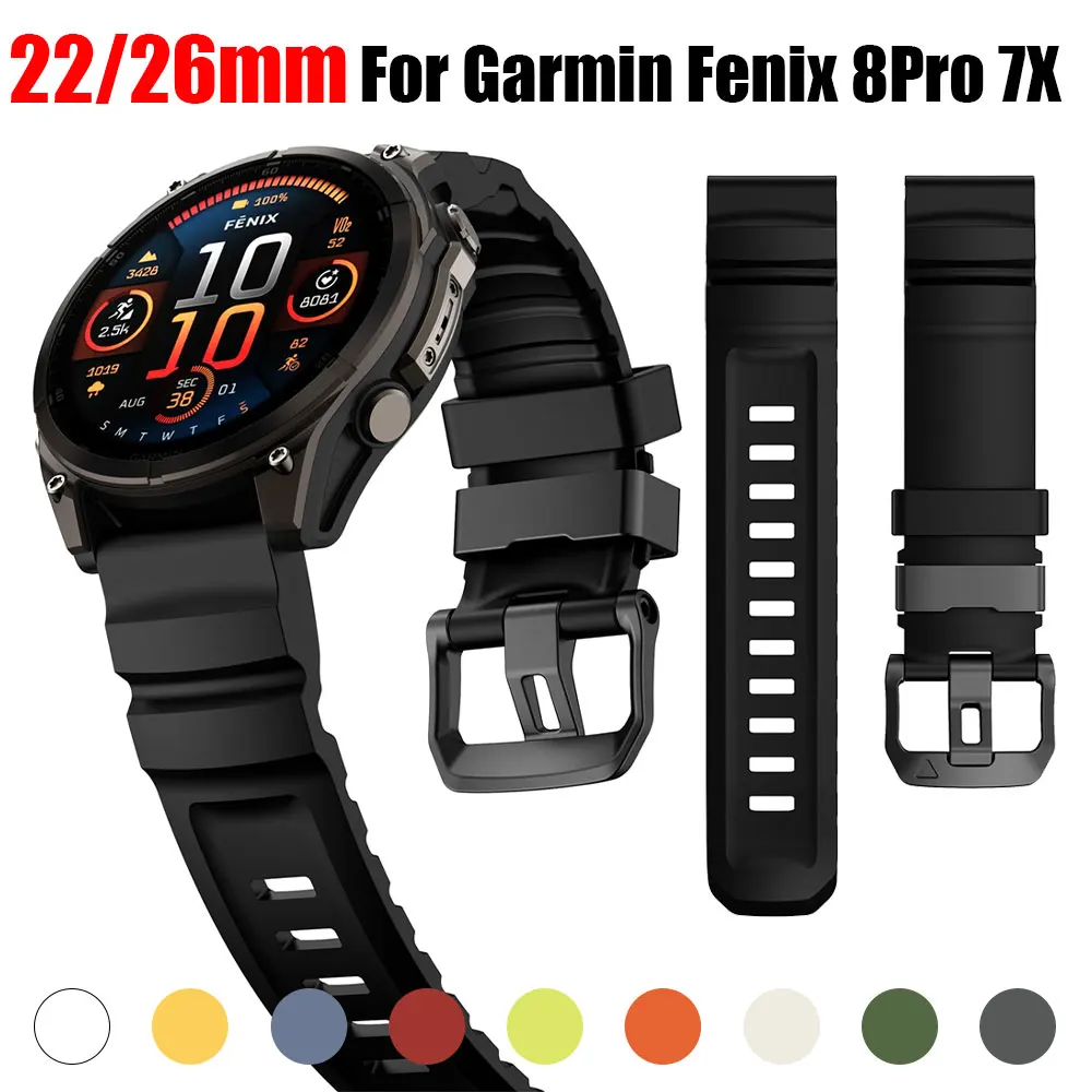 QuickFit 22/26 mm Sport-Silikonarmband für Garmin Fenix 8Pro 7X/Quatix 8/Instinct 3 2X/Forerunner 970 965 Ersatzarmband